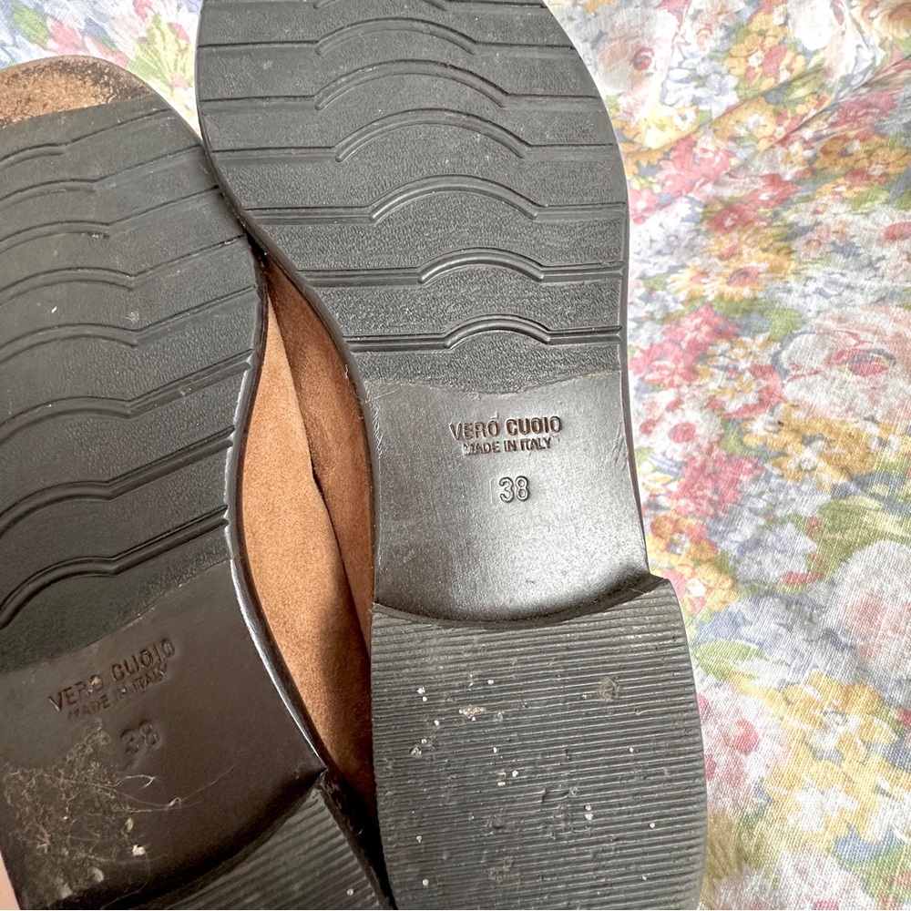 Italy made Tan Suede & Leather Bow Ballet Flats, size 7 - Picture 9 of 10